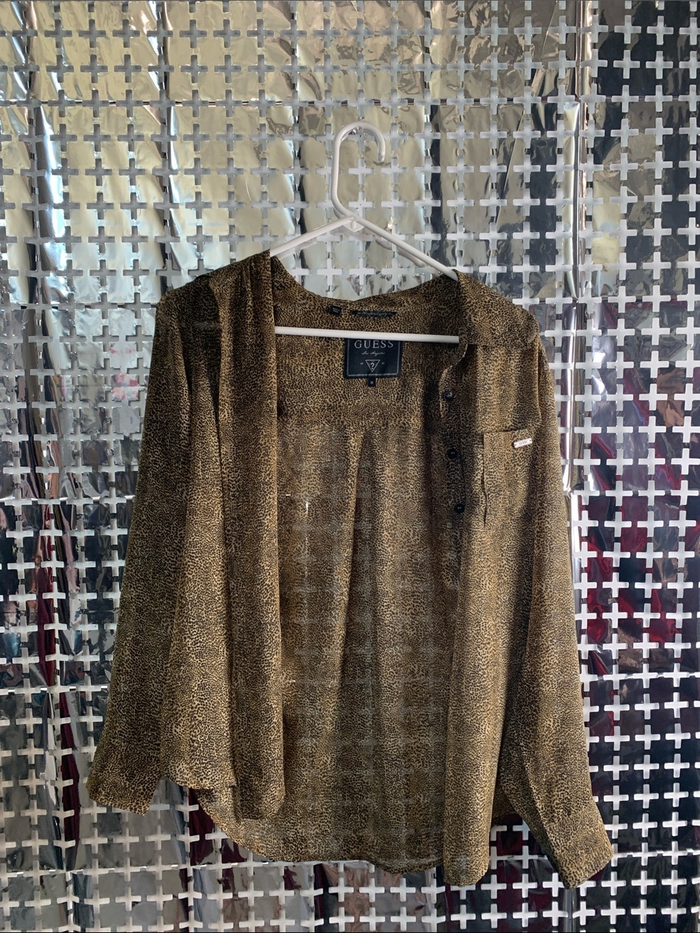 GUESS Olive-Tone Textured Button Shirt